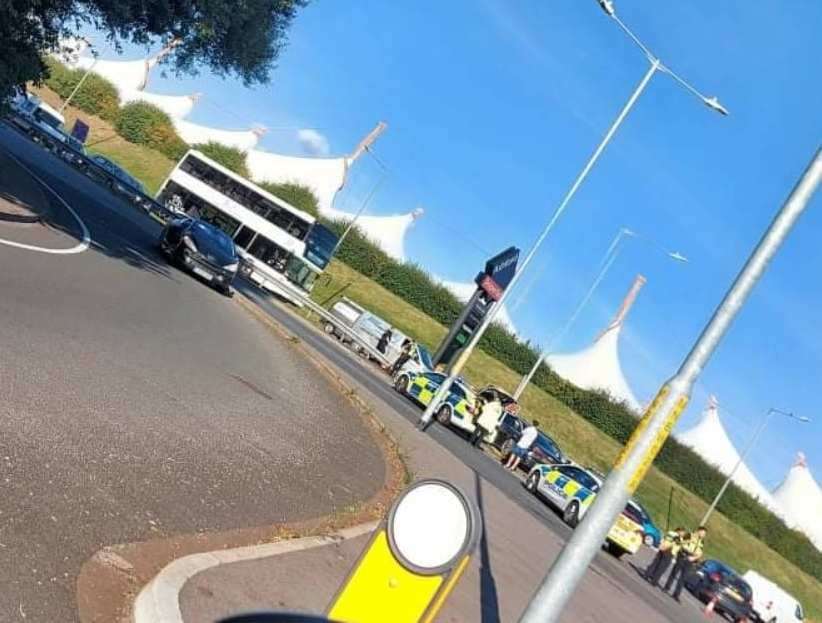 There are delays following a crash in Kimberley Road, Ashford. Photos: Helen Stockman