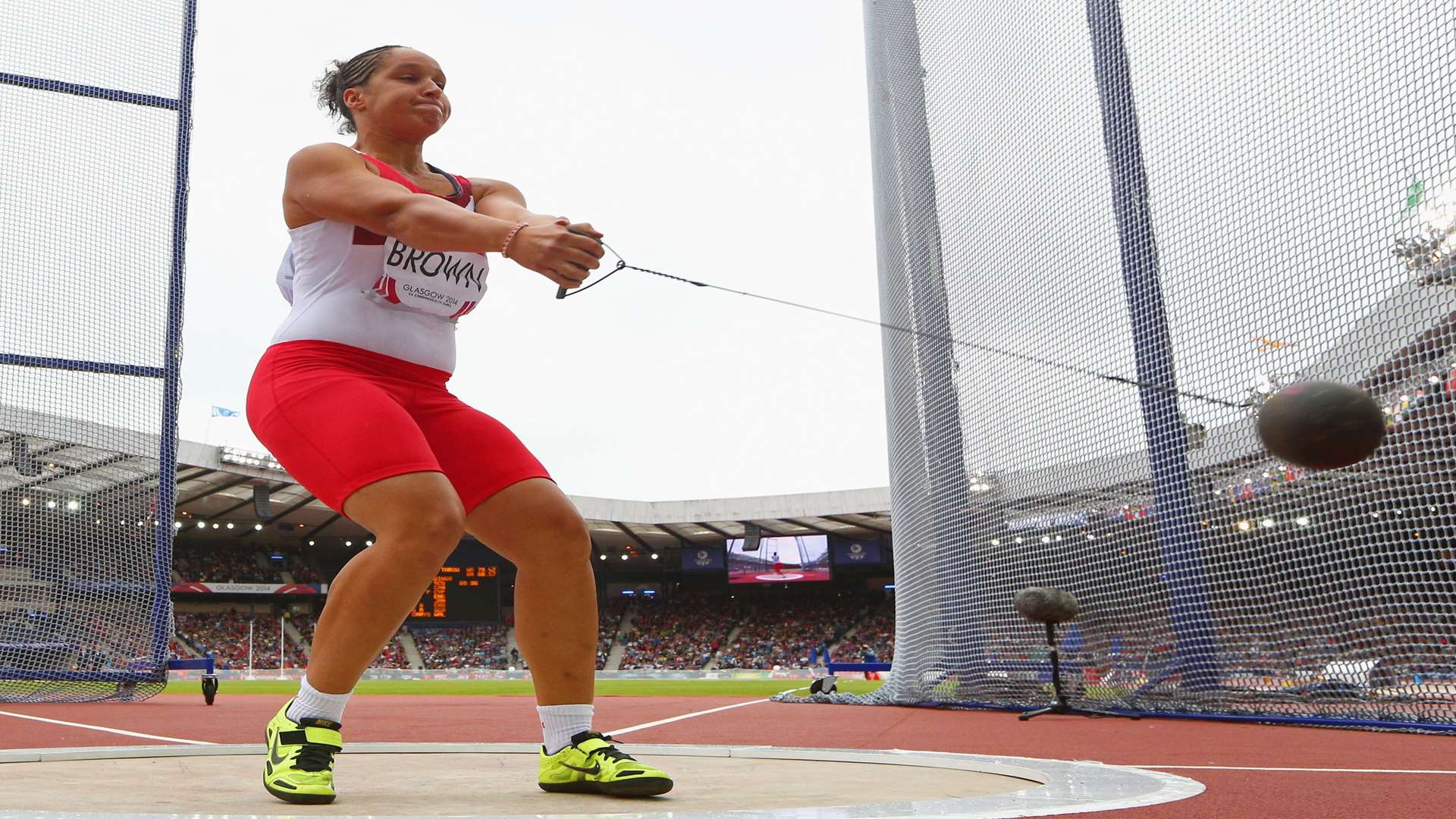 Shaunagh Brown competes in the hammer throw at the Glasgow 2014 Commonwealth Games. Picture: Cameron Spencer/Getty Images