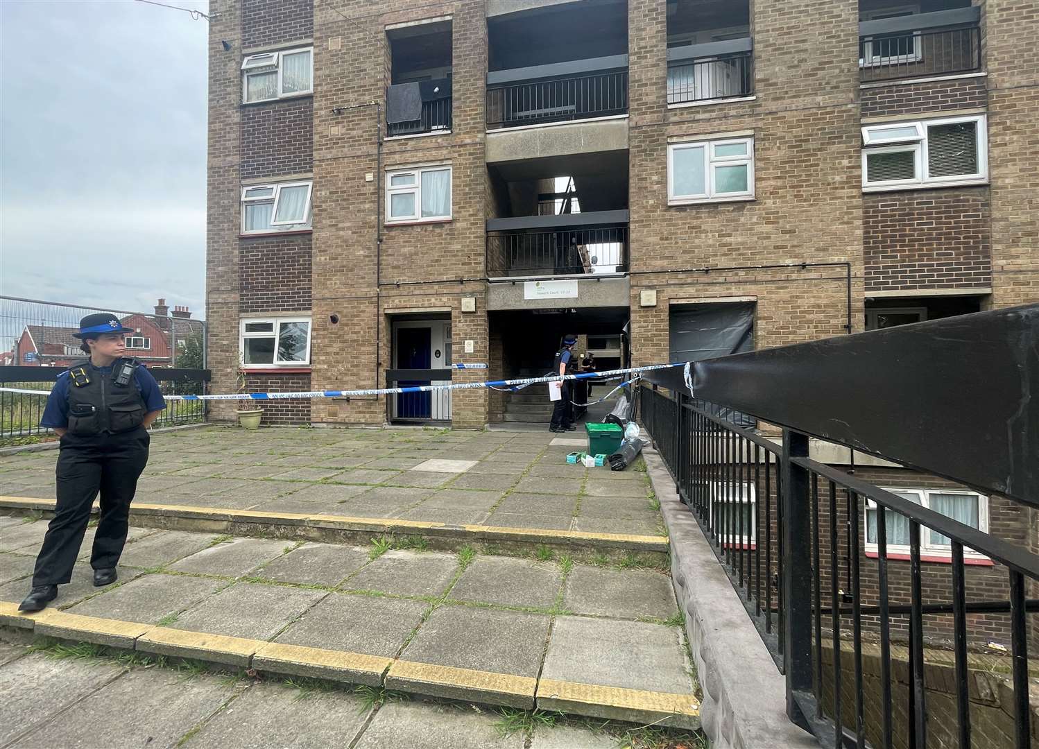 A section of the flat block has been cordoned off in Gun Lane Strood. Photo: KM Media Group