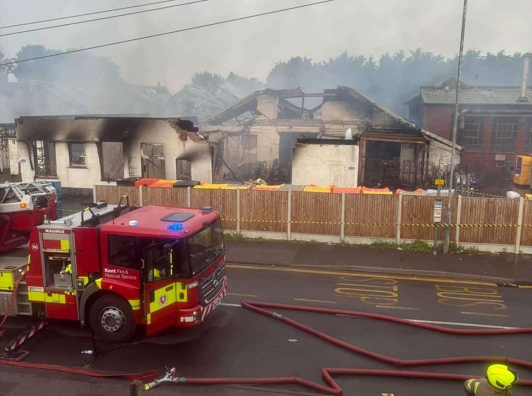 The aftermath of the fire at K Laundry Ltd in Northwood Road, Ramsgate. Picture: Sara Parnell