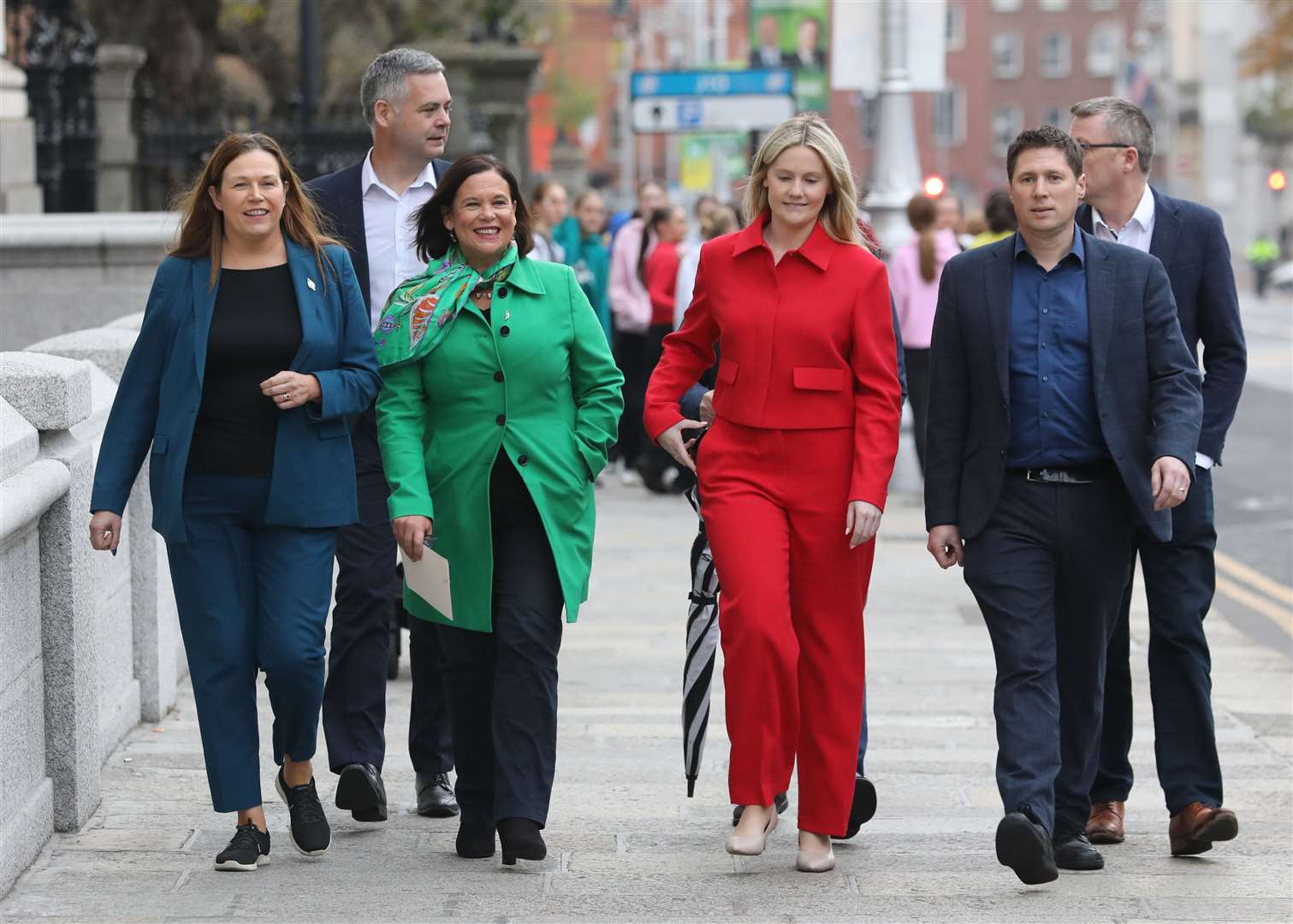 Mary Lou McDonald with the Sinn Fein frontbench (Gareth Chaney/PA)