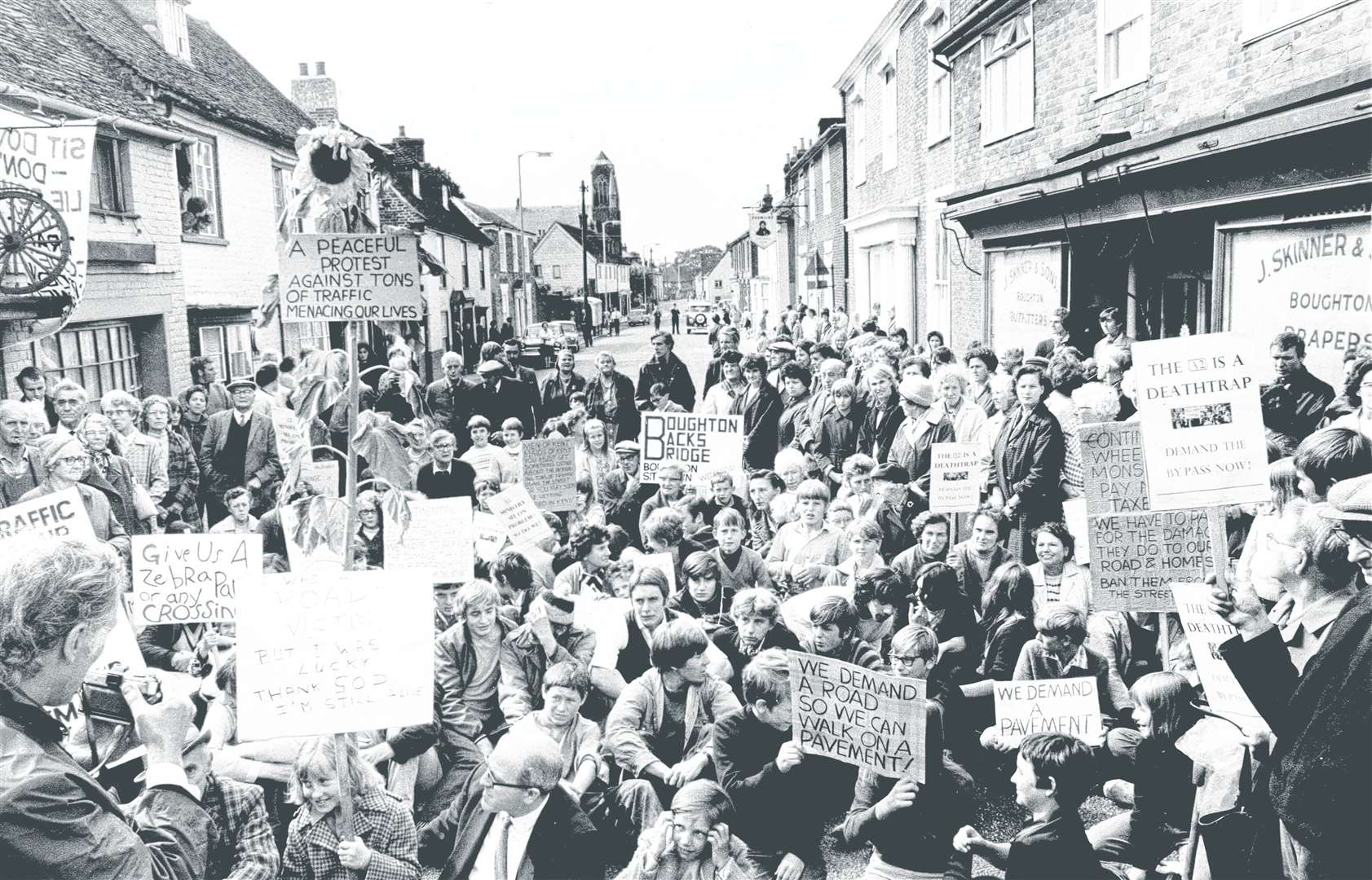 In August 1969, Boughton staged a sit-down protest in calls for a bypass.