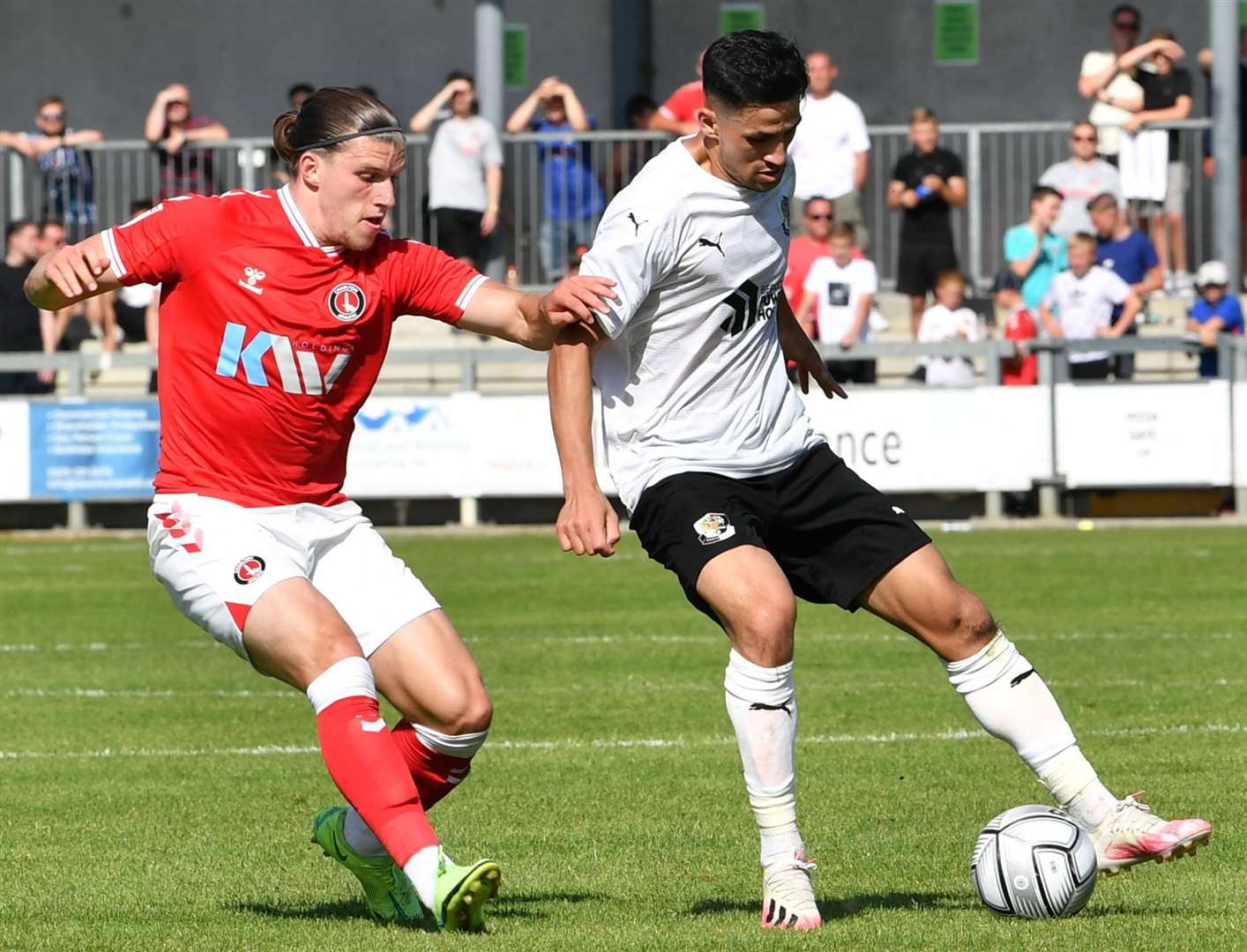 Noor Husin, in action against Charlton in pre-season, has impressed for Dartford. Picture: Keith Gillard