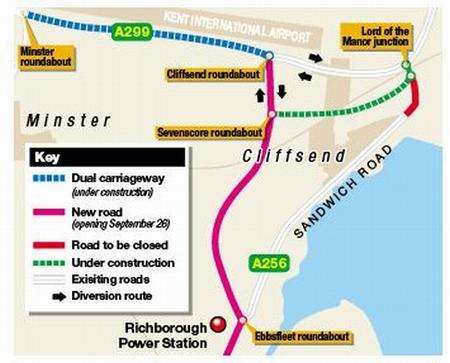 The A256 is to partly close for roadworks