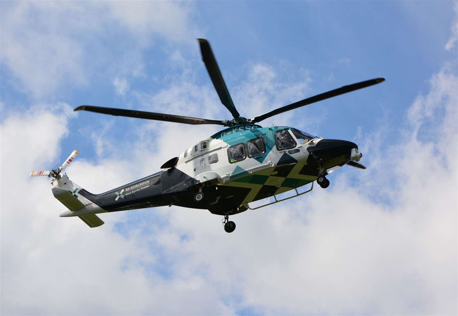 The air ambulance landed at a multi-vehicle crash on the A256 Richborough Way