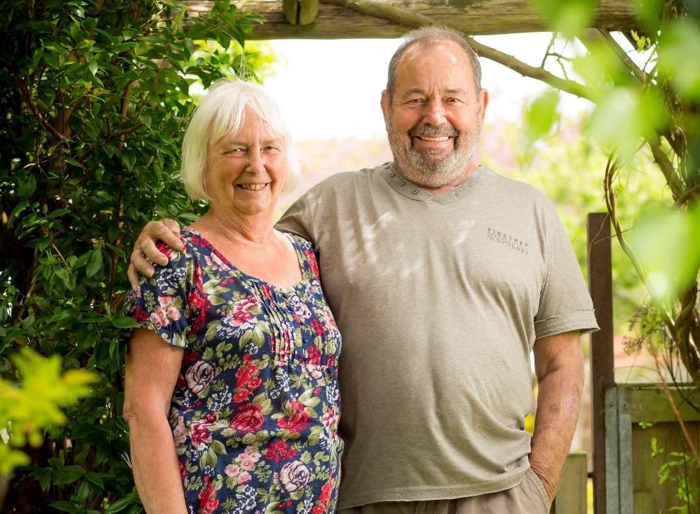 Peter and Anita Braby, of Hilltop Drive, Minster, who have thanked the NHS for treating his leg wound