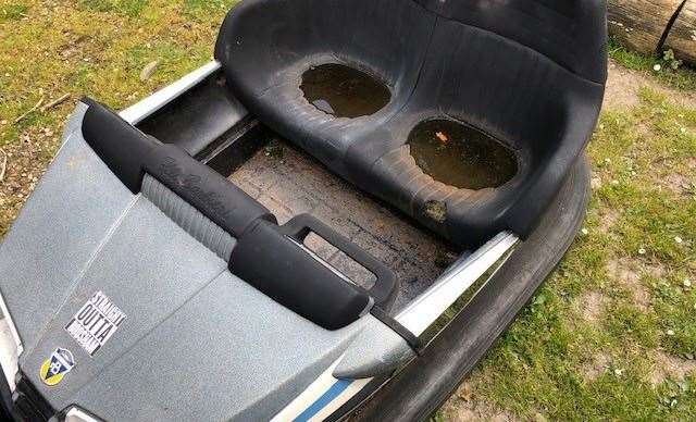 Parked out front, this old bumper car might make a decent place to park your bottom in the summer but at the moment you’ll end up with a damp rear end