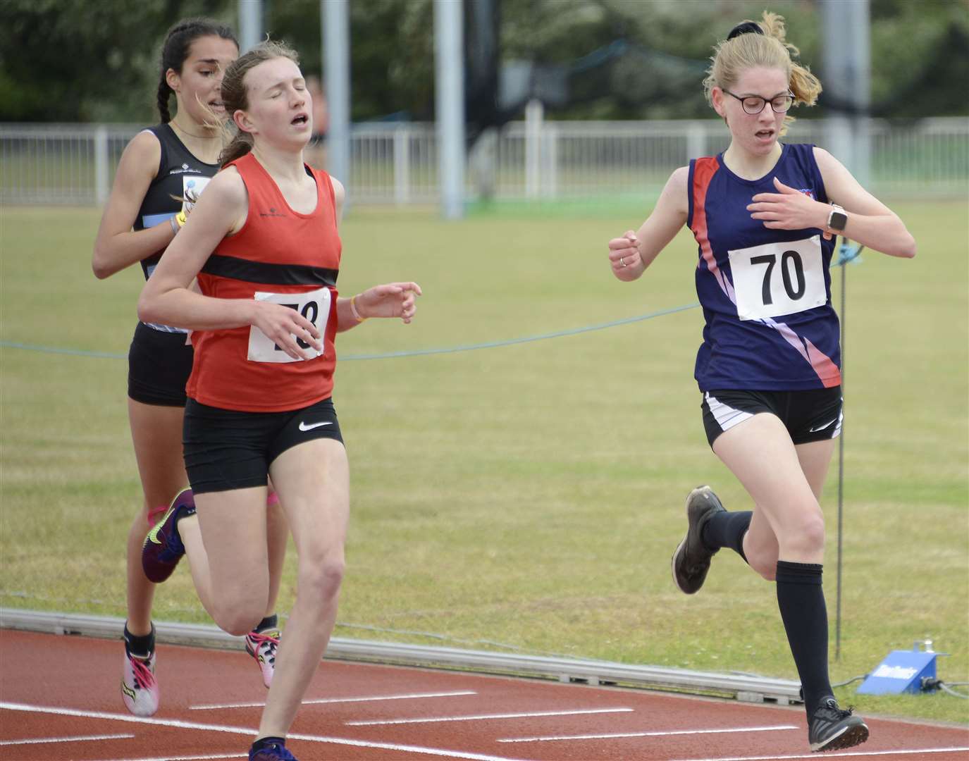 Amy-Jayne Goodhand leads the junior girls in the 1,500m Picture: Paul Amos