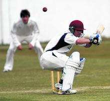 The Mote skipper Thomas Harvey in action against Lordswood.