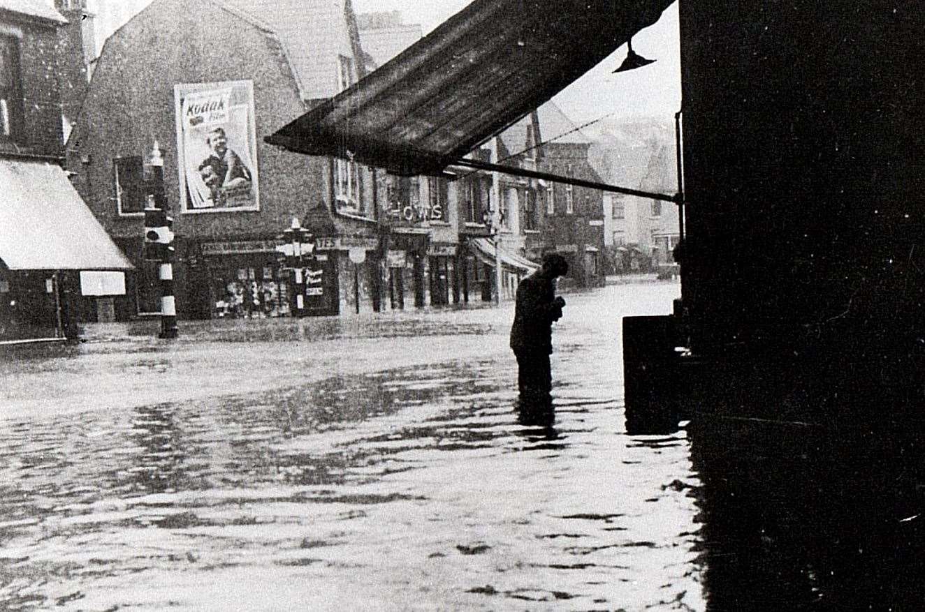 Flood waters in Folkestone during floods in 1939. Picture: Alan Taylor