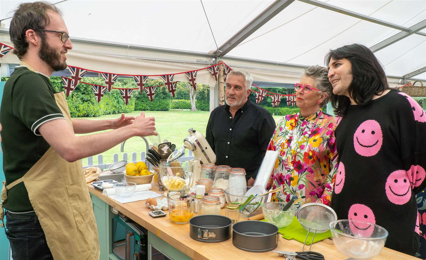 Noel, Prue, and Paul with Tom in episode one. Picture: Channel 4