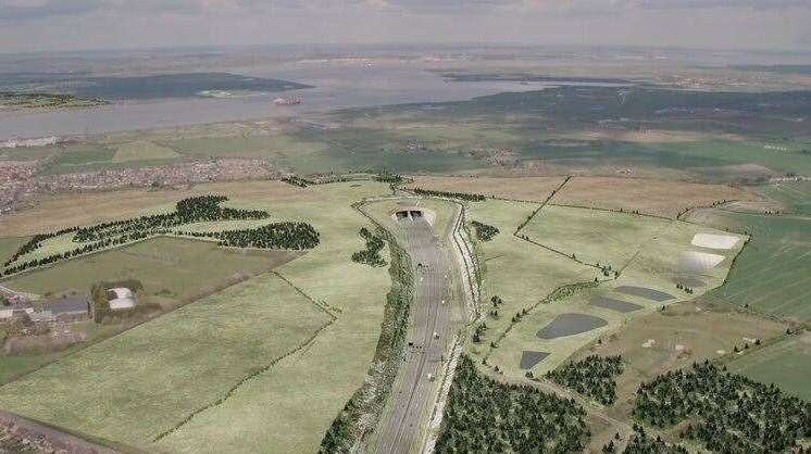 Lower Thames Crossing south portal and chalk park. Image: National Highways