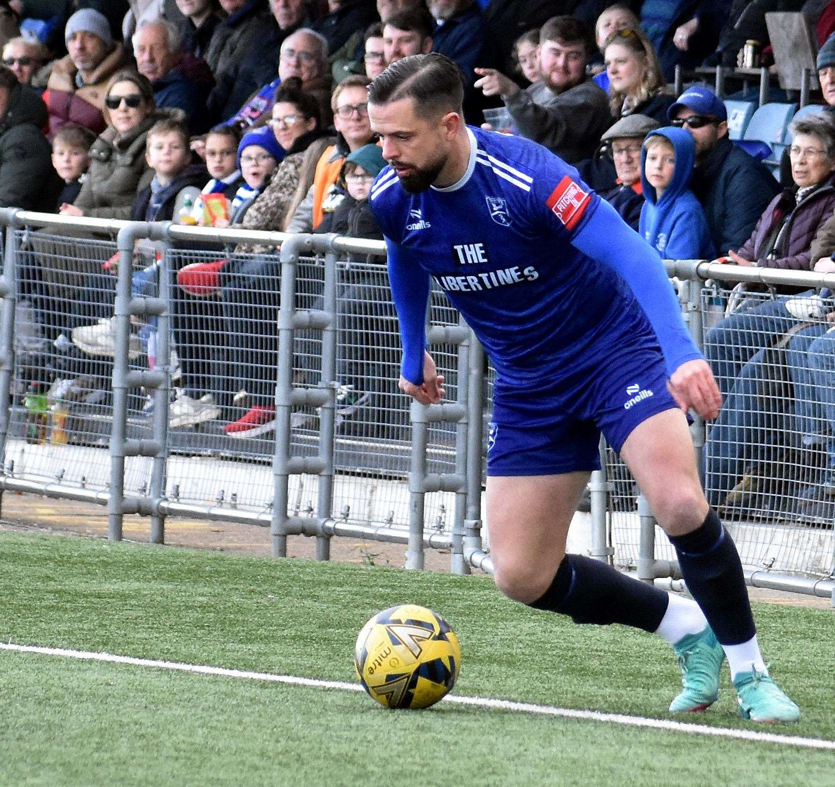 Margate's Ben Greenhalgh - got the winning goal in their 3-2 victory against Potters Bar last Thursday. Picture: Randolph File