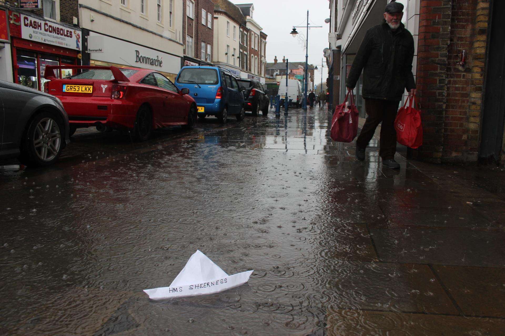 All at sea: HMS Sheerness is afloat in the High Street (5882846)