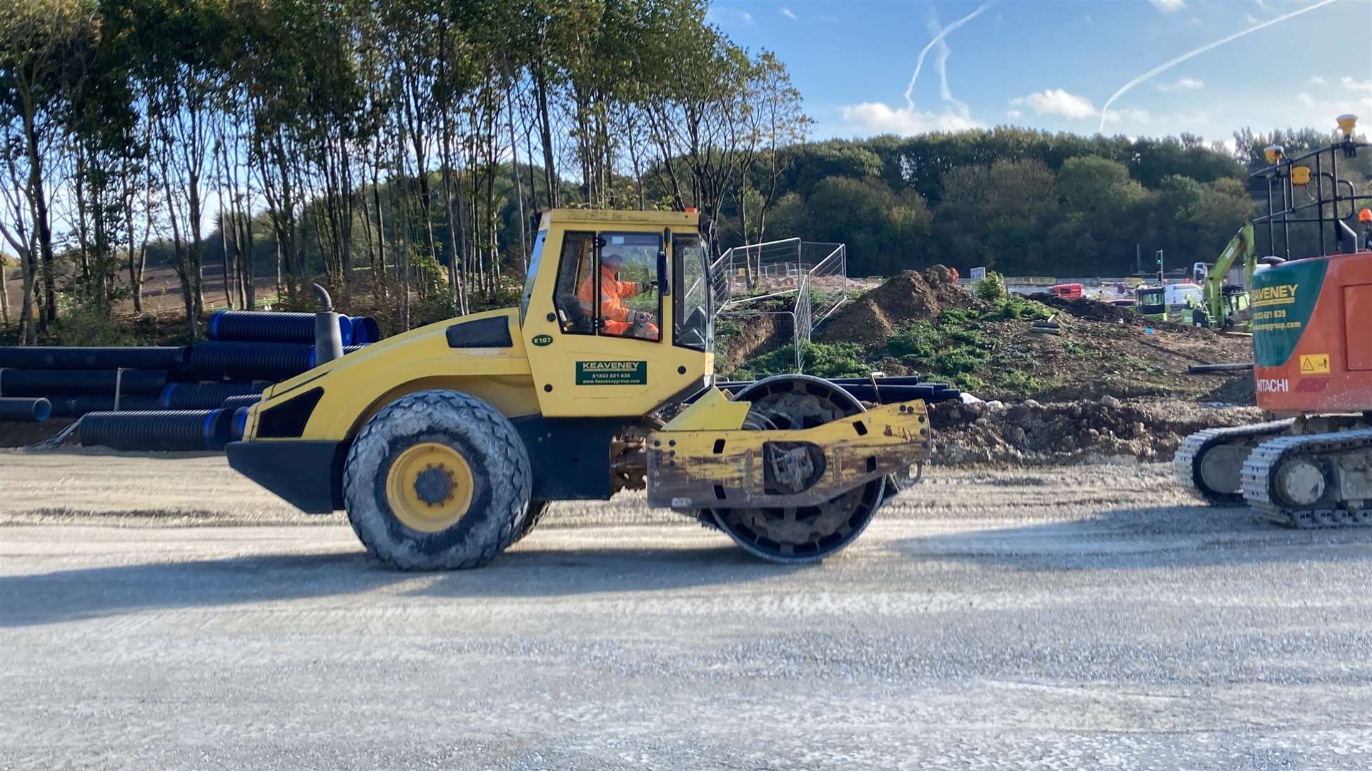 A roller creating one of the new sliproads for the M2 A249 flyover at Stockbury. Picture: John Nurden (60445446)