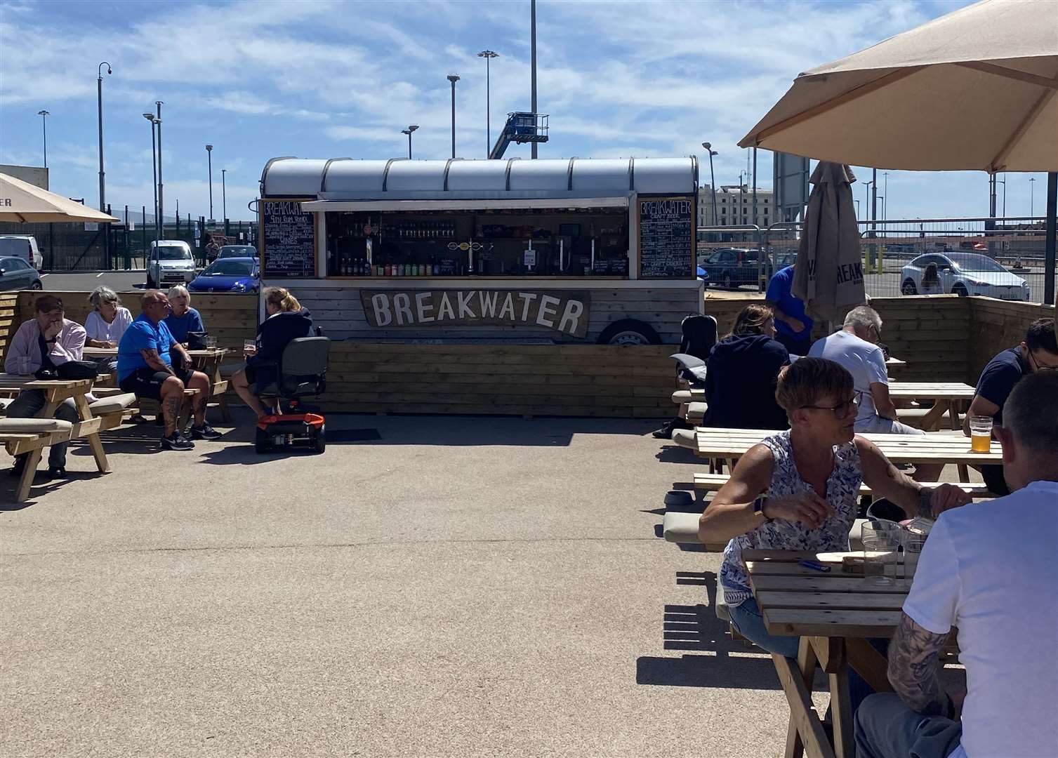 People enjoying a drink at Breakwater brewery