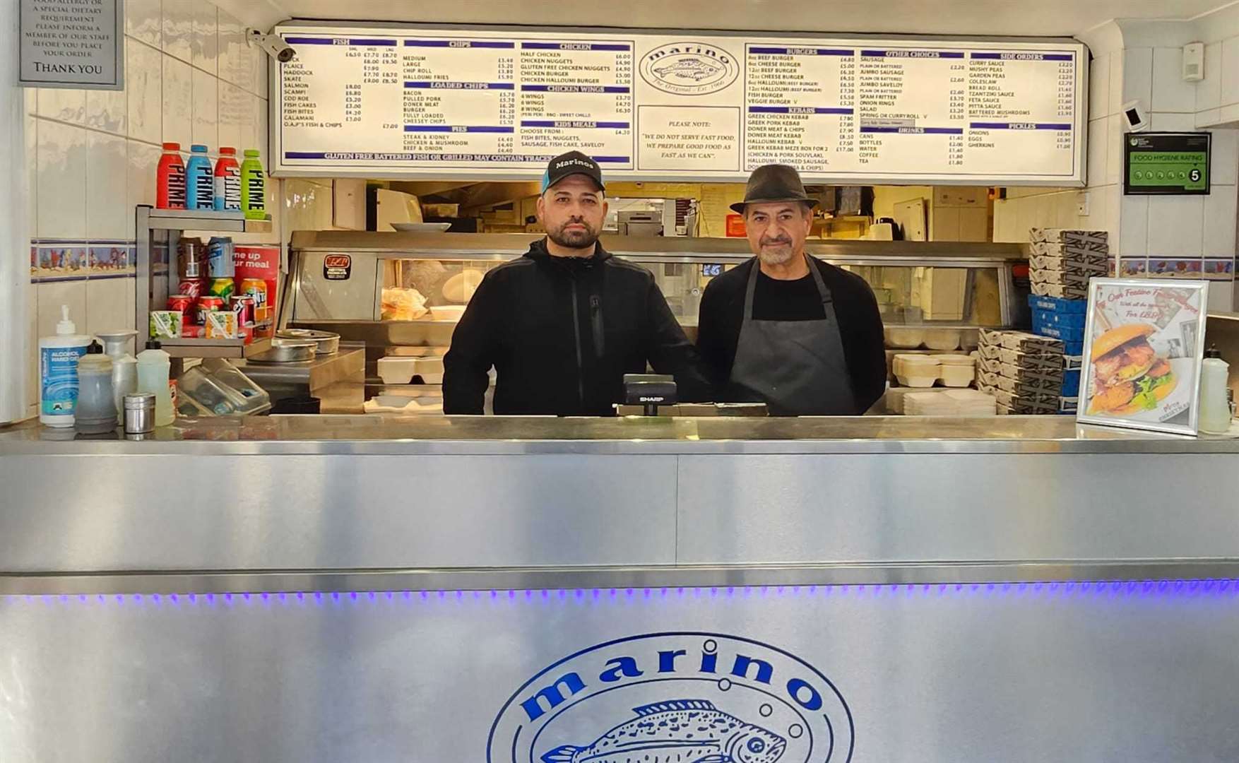 Andy and George Matheou at the Marino Fish Bar in Sittingbourne. Picture: Andy Matheou