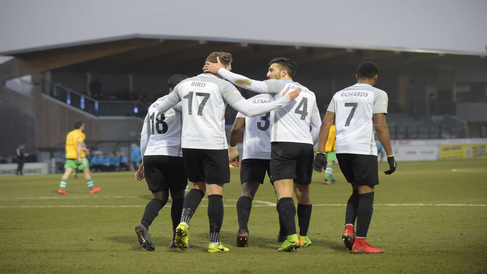 Ryan Bird celebrates scoring Dover's second. Picture: Tony Flashman