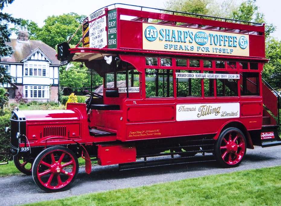 A 1922 Tilling-Stevens Double Decker Bus. Picture: Bonhams