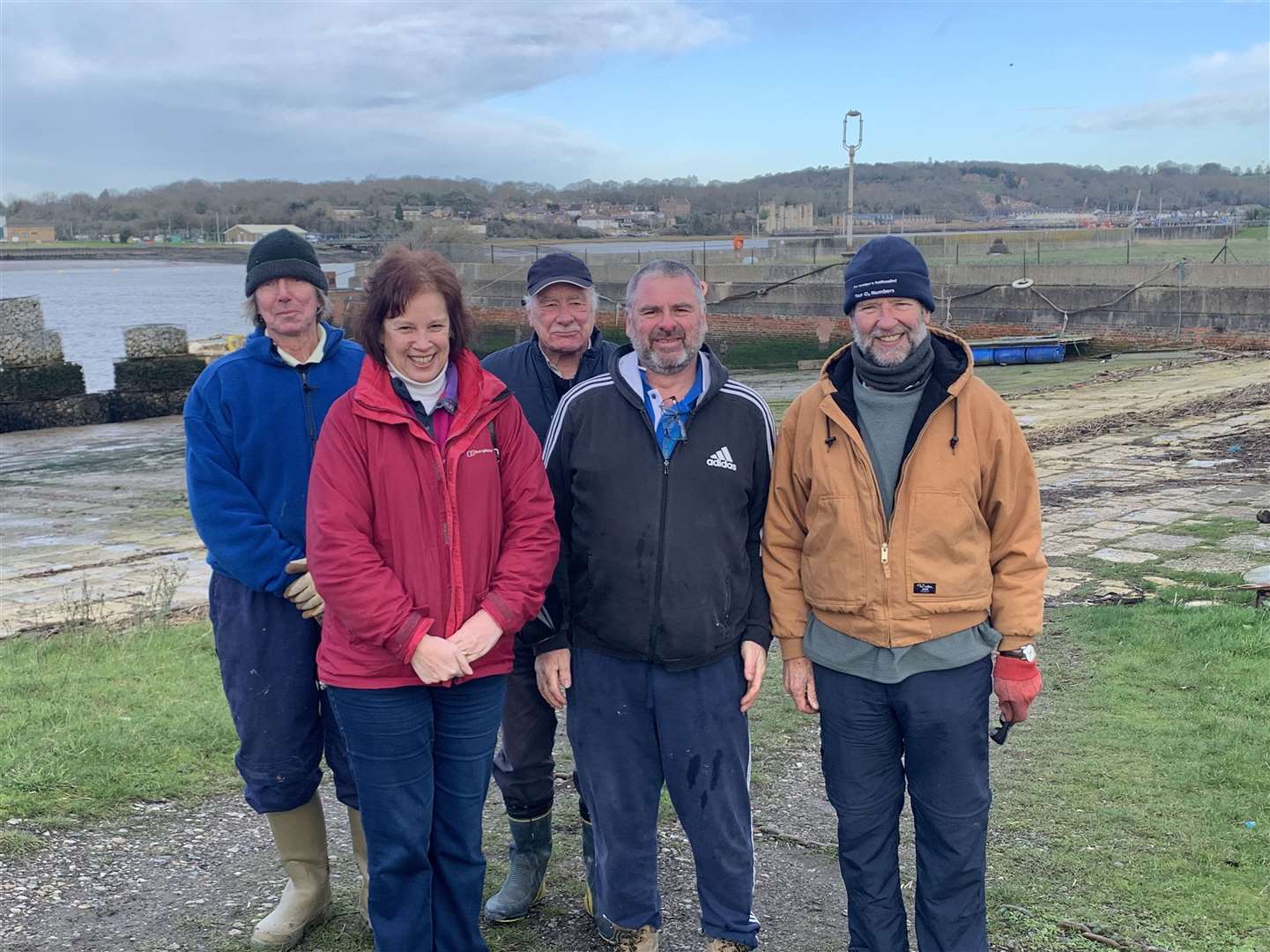 Royal Naval Sailing Association members Gerry Coles, Sally Mace, Brian Foreman, Chris Burgess and Alan Jackaman