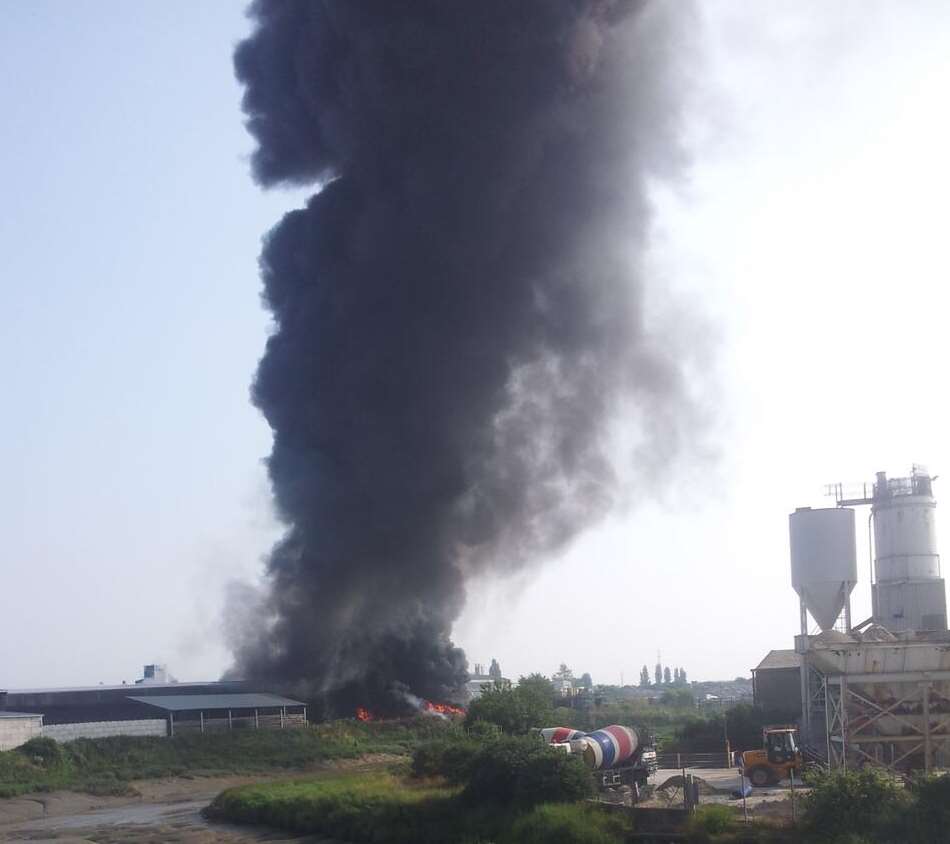 Black smoke erupting from the Sweep depot. Picture: Duncan Hall