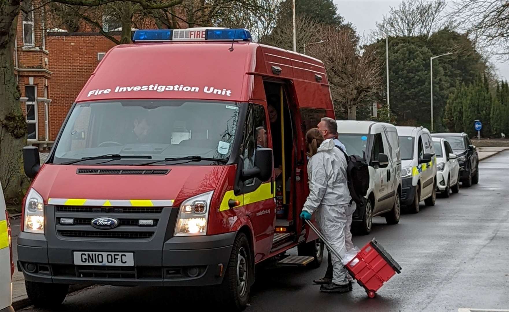 Forensic officers were called to the property in Shorncliffe Road, Folkestone where 46-year-old Nicola Shaba died