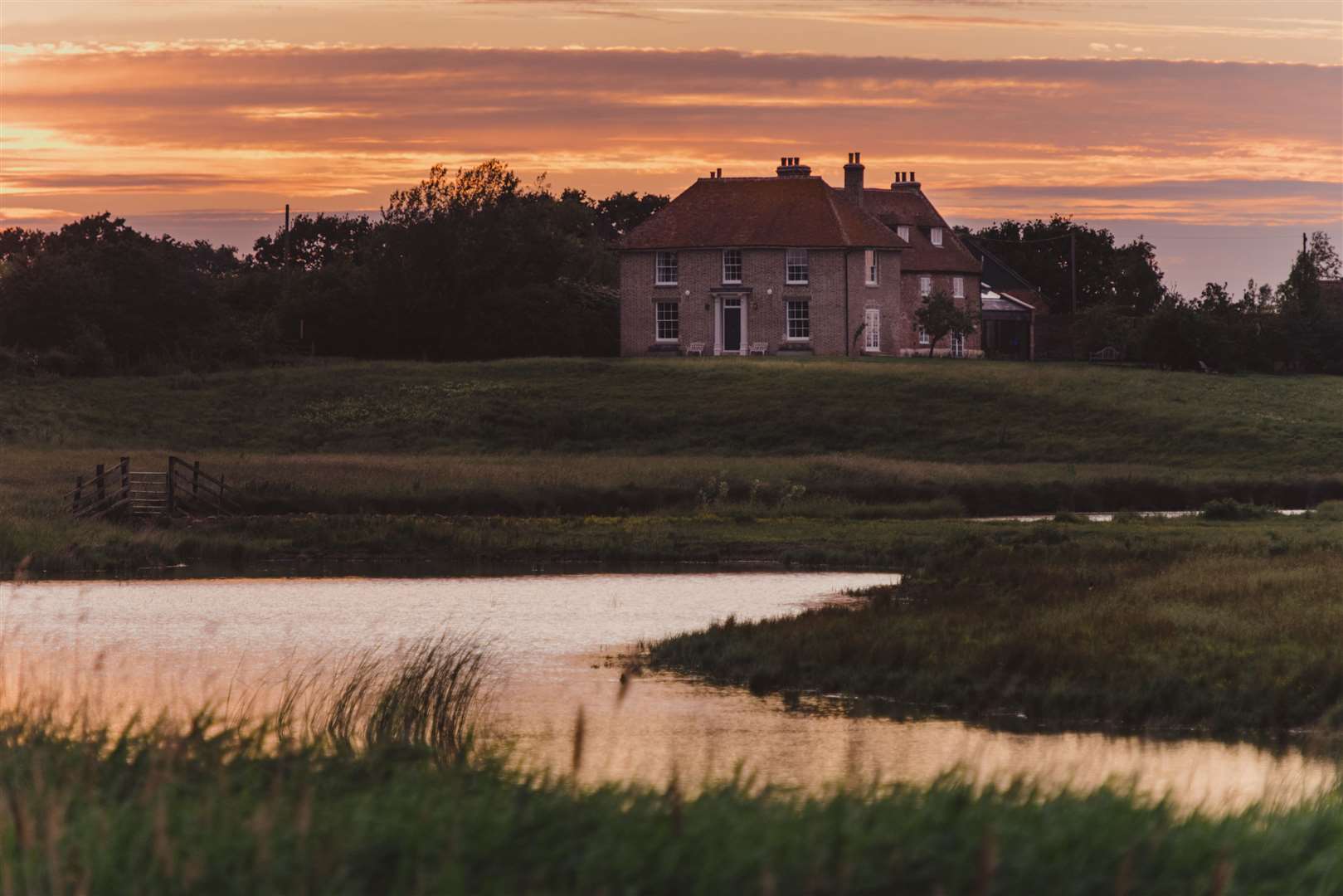 Kingshill Farmhouse has views across the Elmley National Nature Reserve on Sheppey