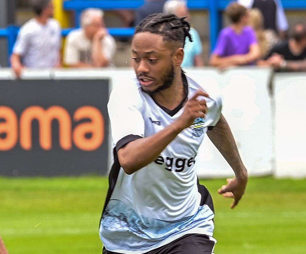 Iffy Allen – got the winning goal as Dover beat Aveley 2-1 on Boxing Day. Picture: Stuart Brock