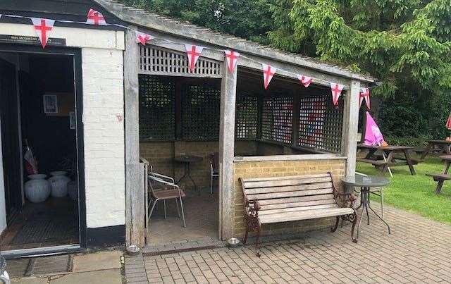 Keen to demonstrate the pub is showing games from the Euros, the Rose and Crown is flying the flag