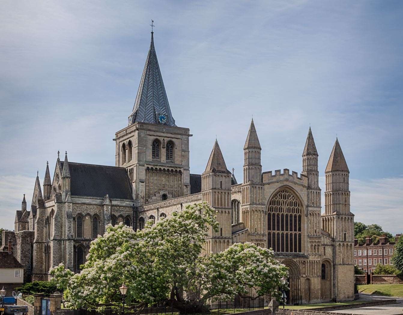 The stretch of the medieval wall crosses Rochester Cathedral's grounds