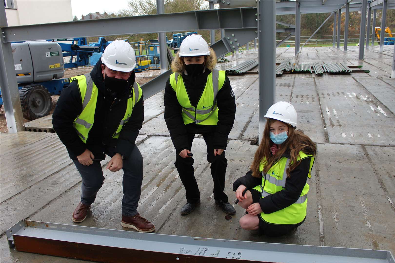 Executive head teacher Stephen Carey and pupils Daniel Bowie and Molly Bishop. Picture: Maisie Walker, Aletheia Anglican Academies Trust