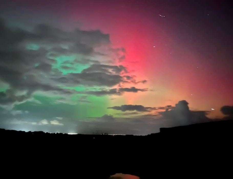 Tash Rellim saw a pink and green hues from her home in Whitfield, Dover. Picture: Tash Rellim