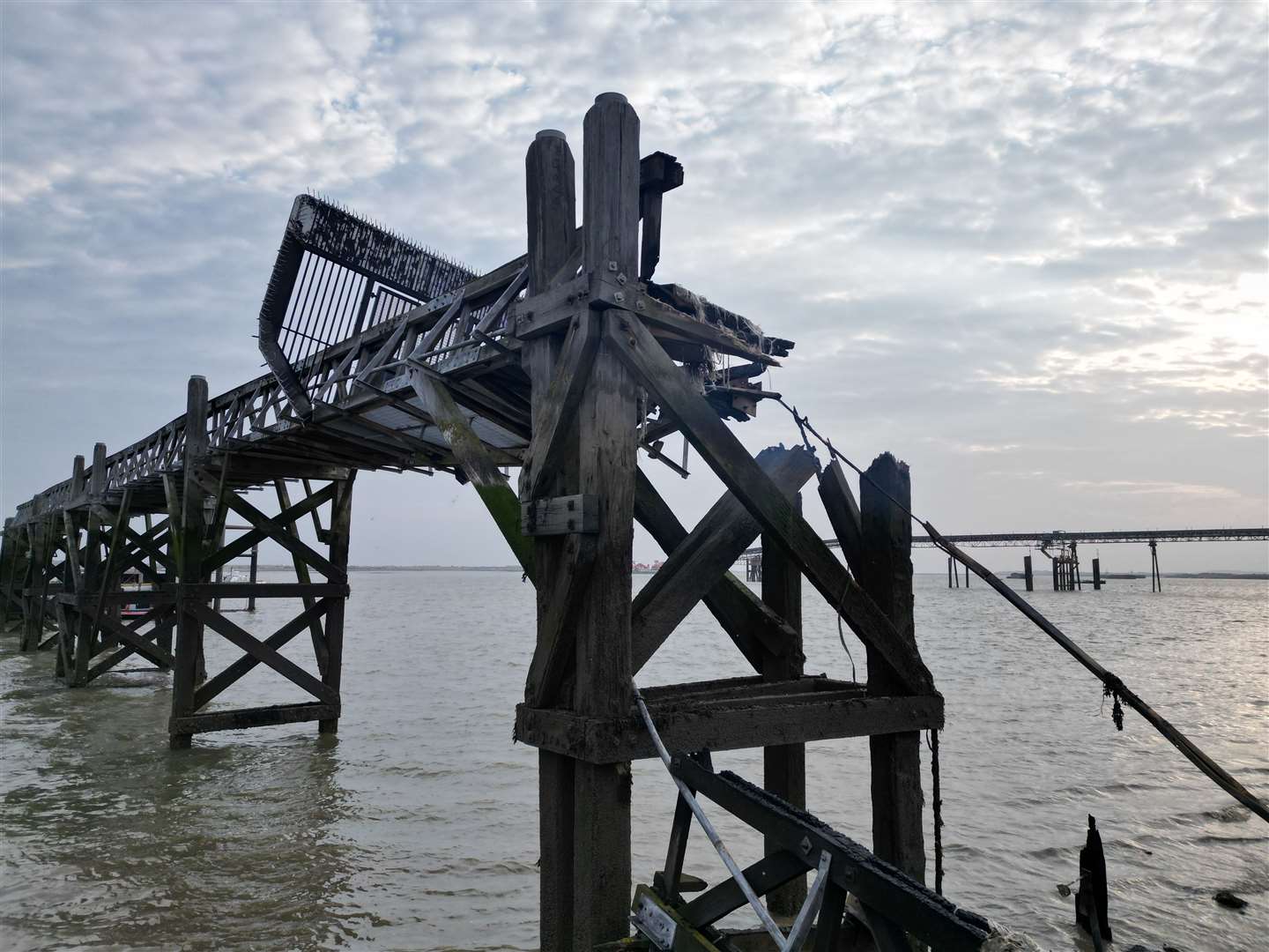 Part of the pier has collapsed. Picture: Jason Arthur