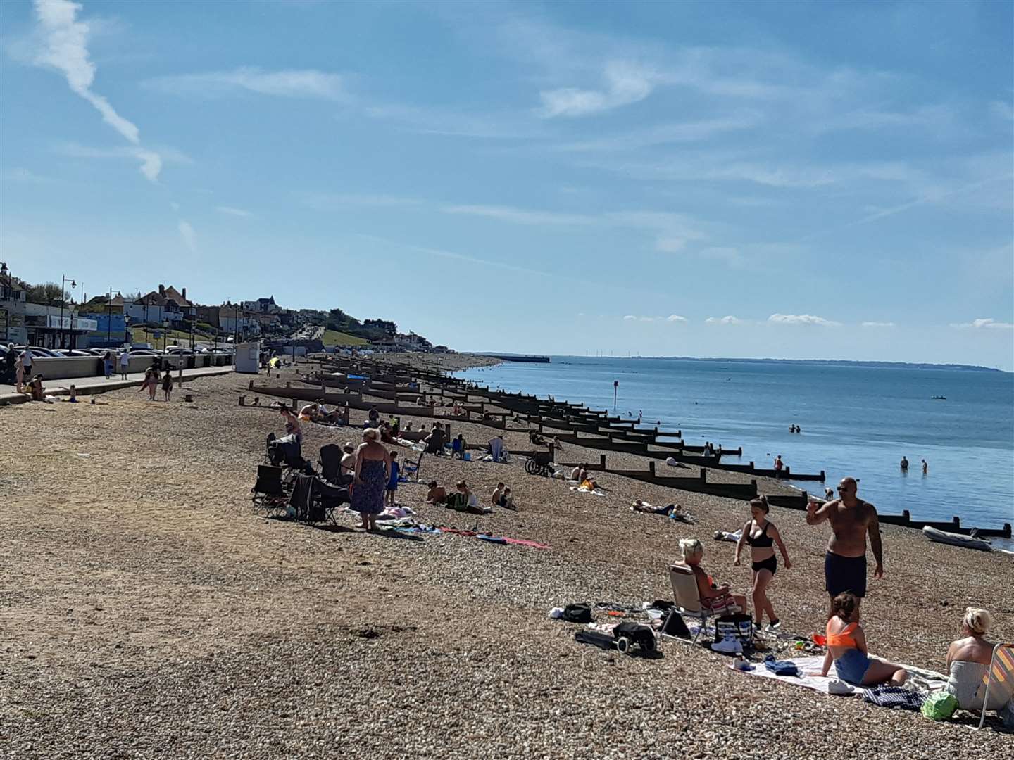 Visitors to Herne Bay photographed yesterday