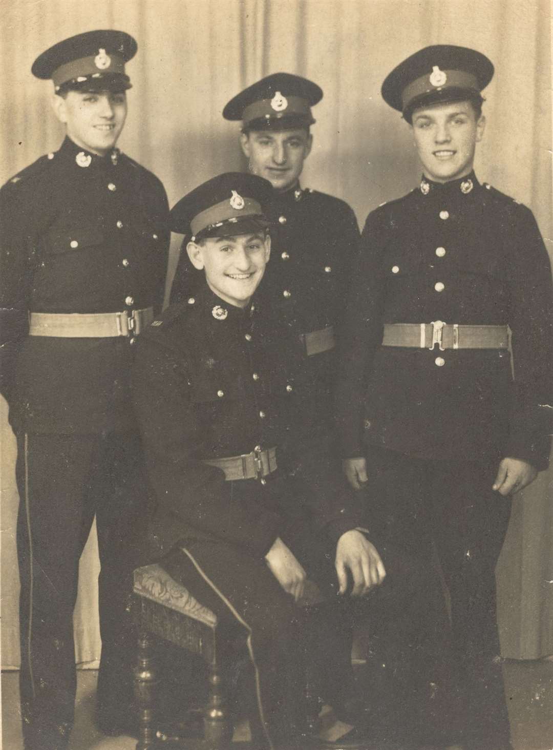 Frank Gibbins, front, with Royal Marines of the 812 flotilla training at Sandwich in the weeks before D-Day