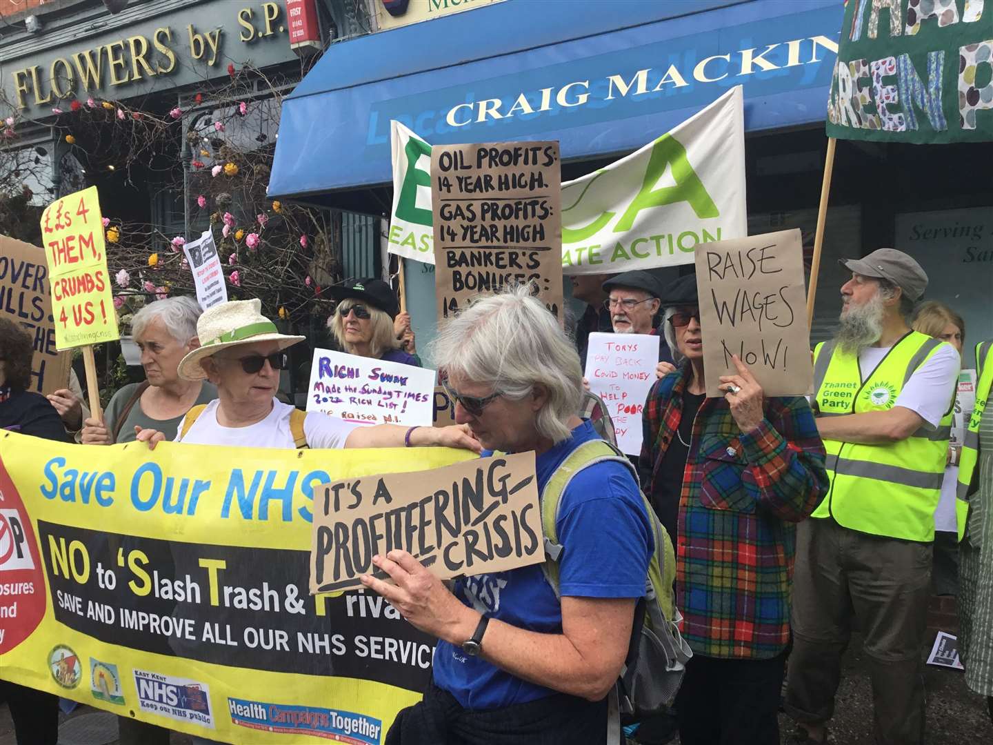 Protestors outside MP Craig Mackinlay's office in Broadstars. Picture: Thanet Left