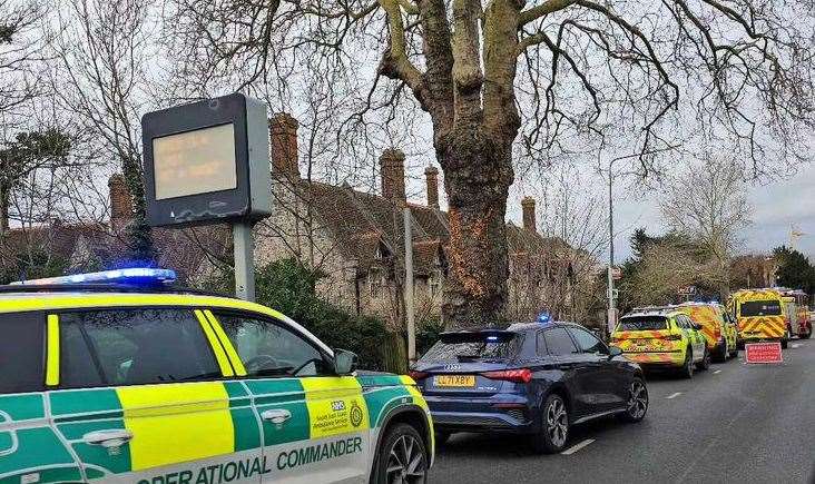 The emergency services in College Road, Maidstone