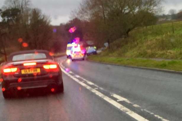 Police and ambulance crews are at the scene. Picture: Nick Mooney