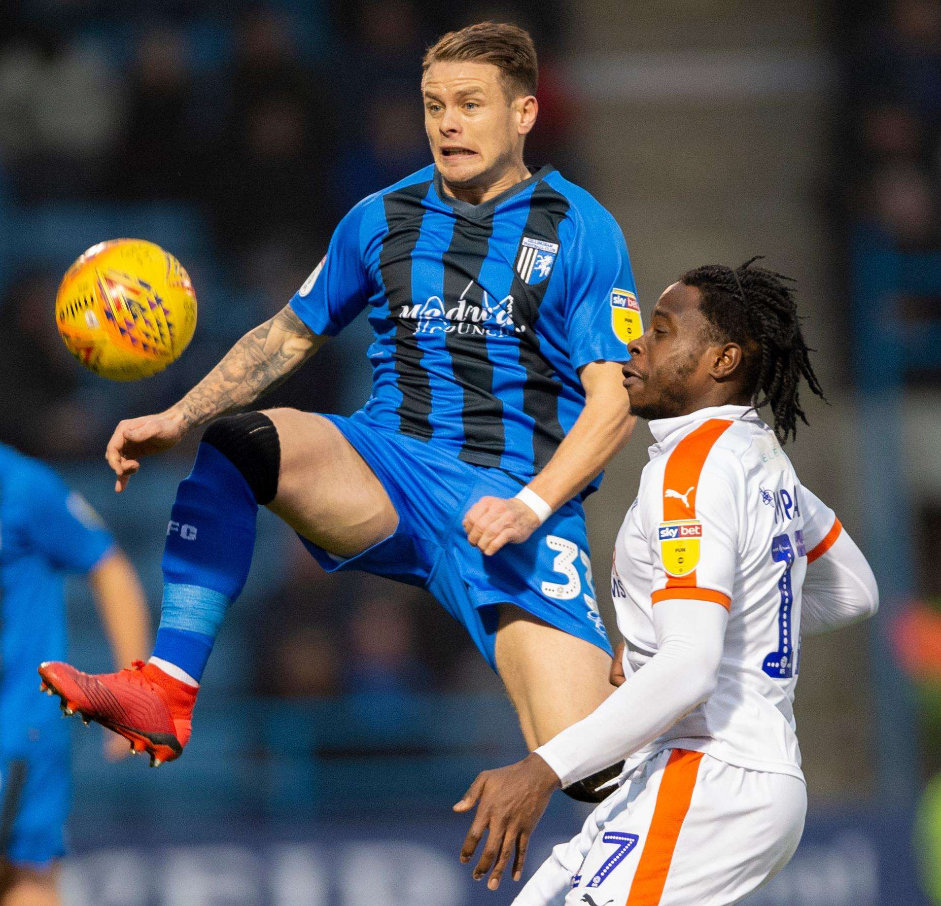 Mark Byrne gets to the ball before Ruddock-Mpanzu Picture: Ady Kerry