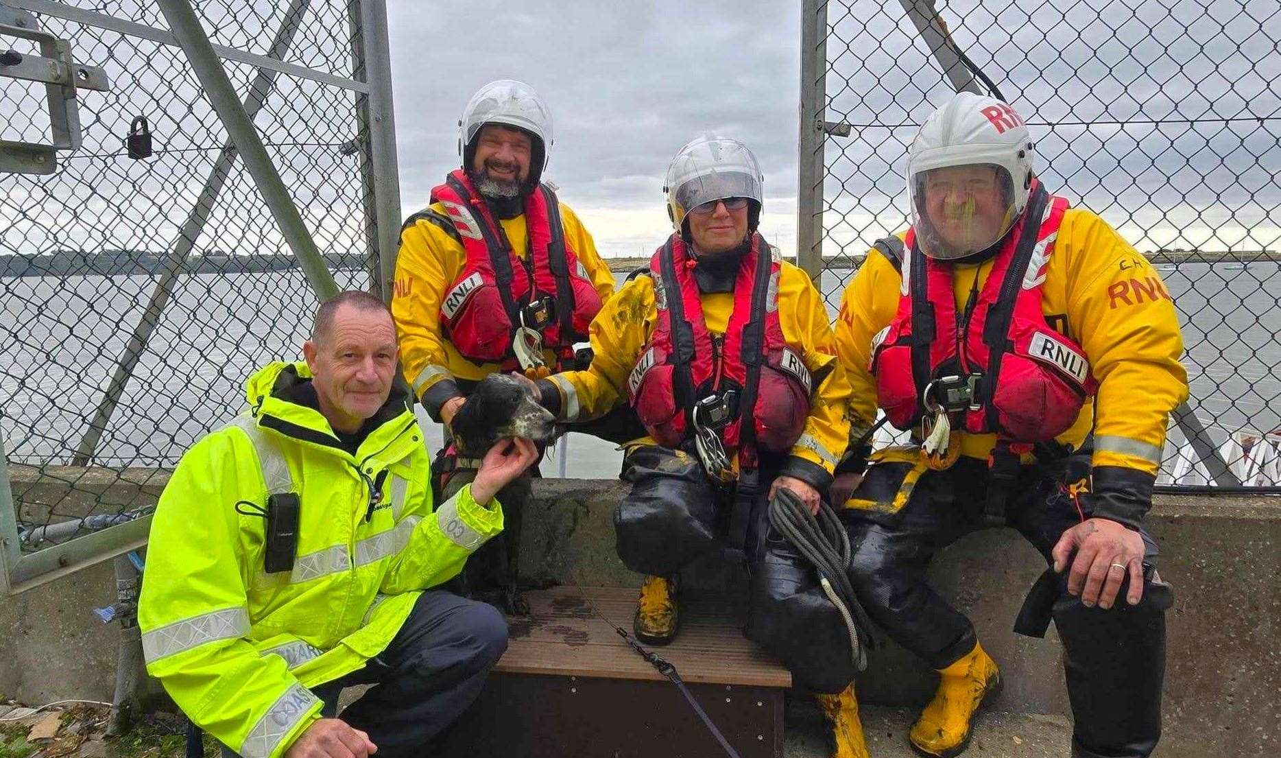 Clara with crew members Ric, Kim and Clive, and Richard from the Medway CRT. Picture: RNLI