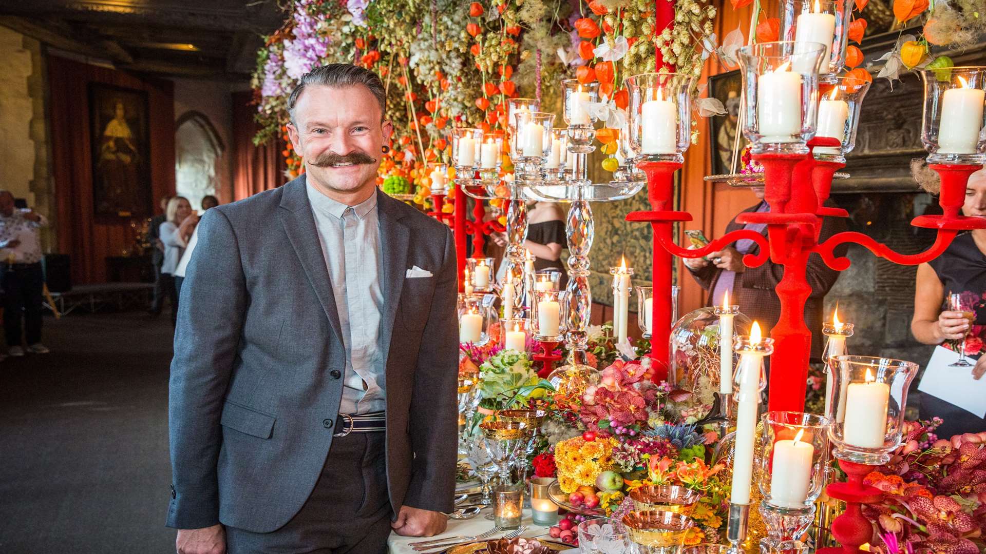 Simon Lycett with his display in the Banqueting Hall. Picture: www.matthewwalkerphotography.com