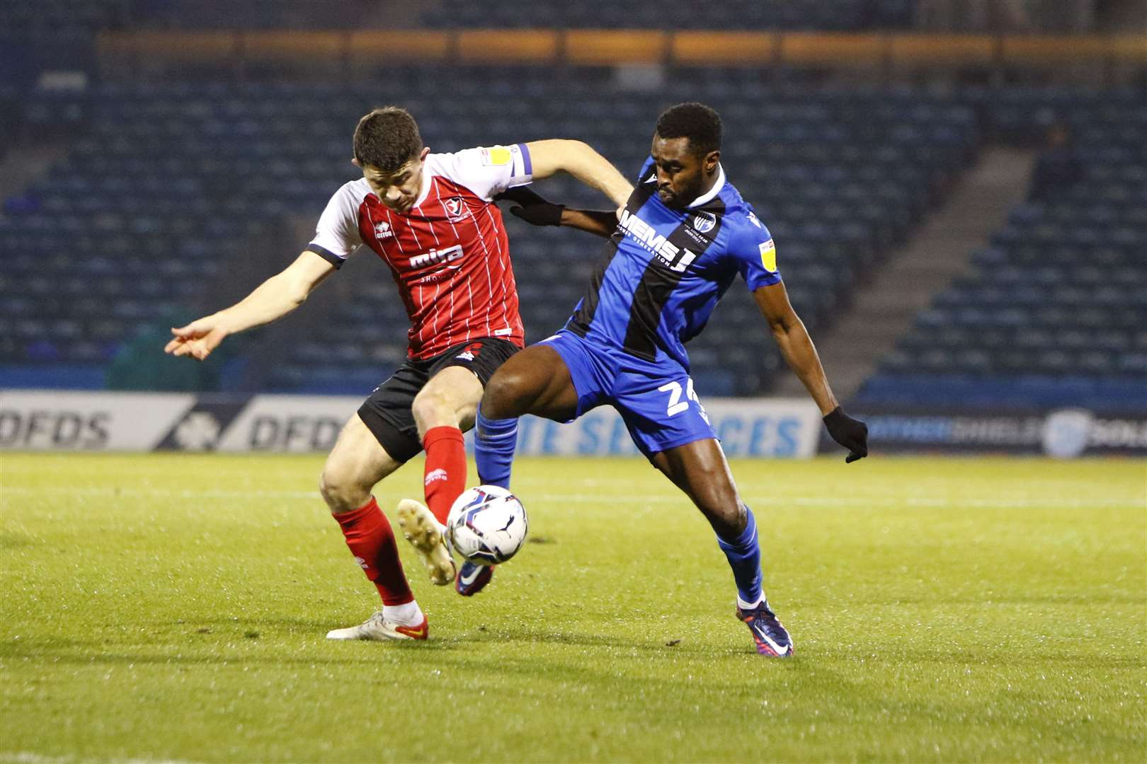 Winger Mustapha Carayol in action for Gillingham Picture: Andy Jones