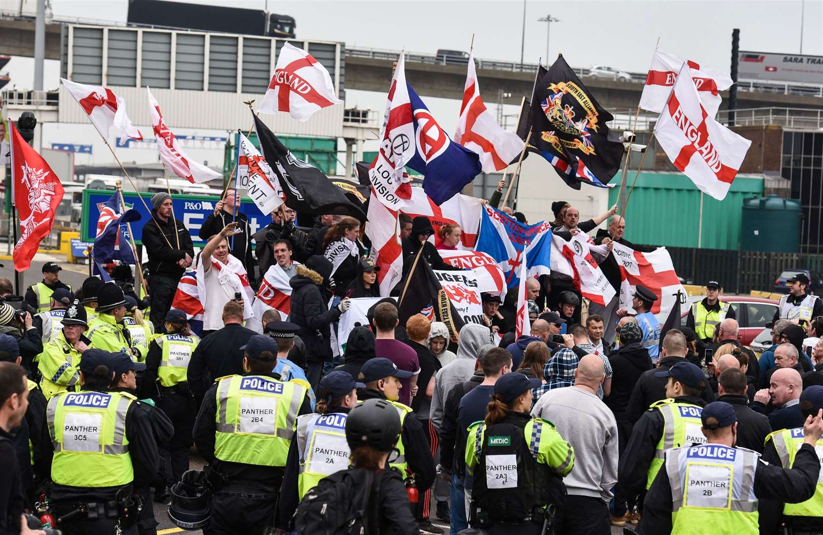 The far right protestors in Dover in 2016. Picture: Alan Langley