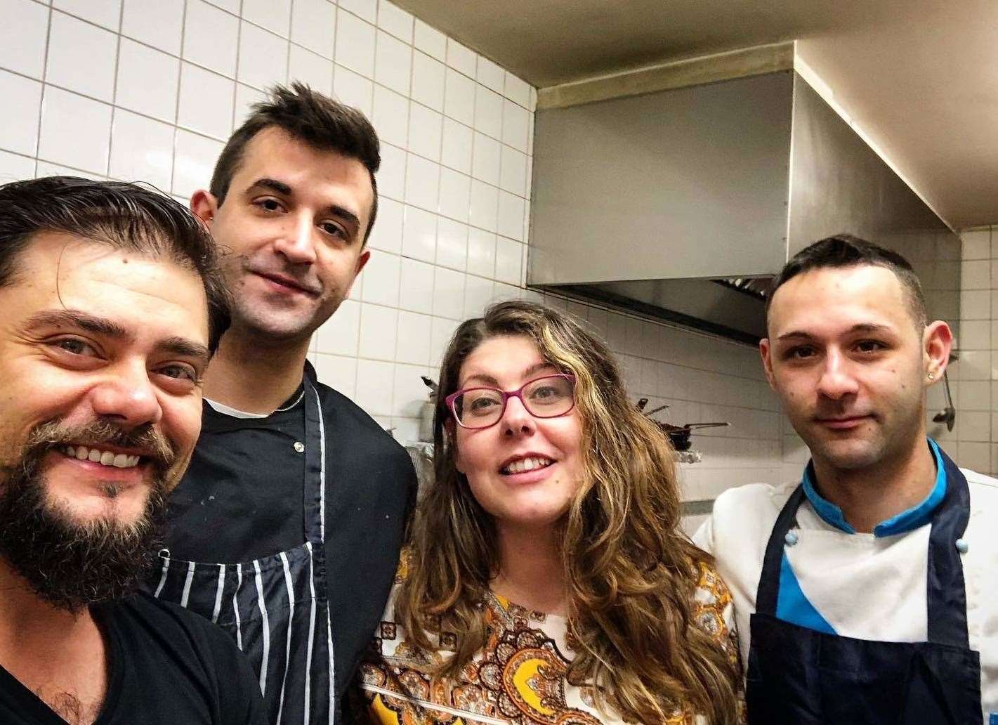 Alessandro Biscardi, left, with three of his staff at Vesuvius restaurant in Maidstone