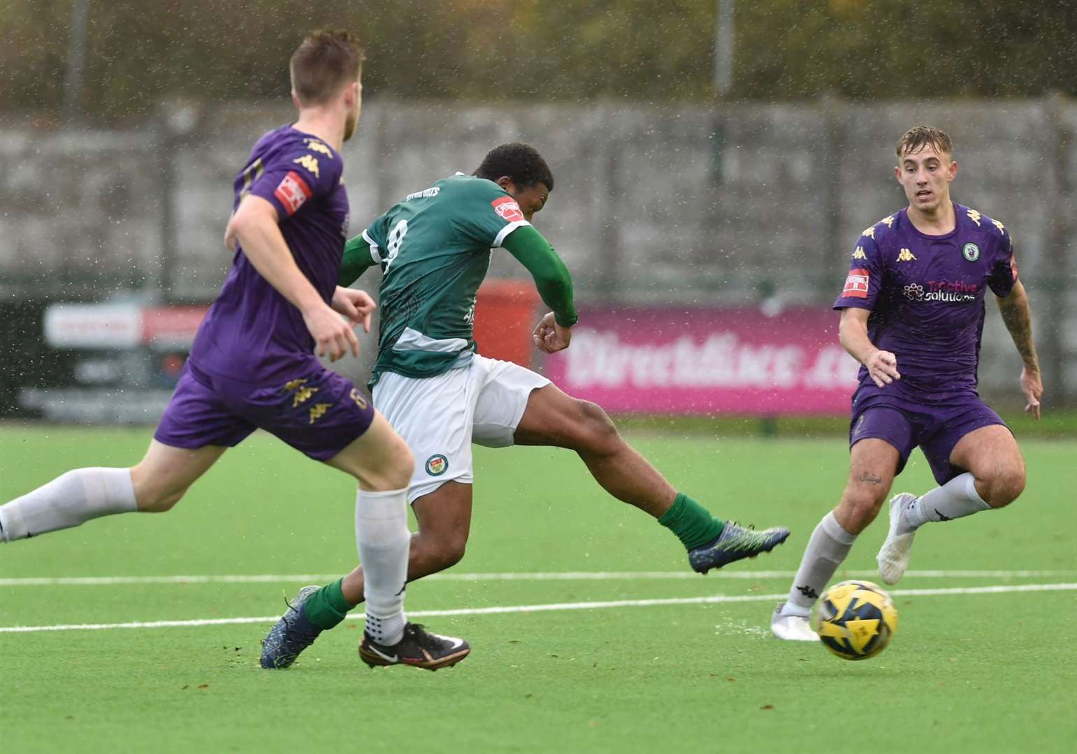 Vance Bola scores Ashford's winner against Burgess Hill in their first game on the new 3G at Homelands. Picture: Ian Scammell