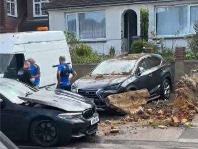 Footage shows Gills players after crashing into a wall in Woodlands Road, Gillingham