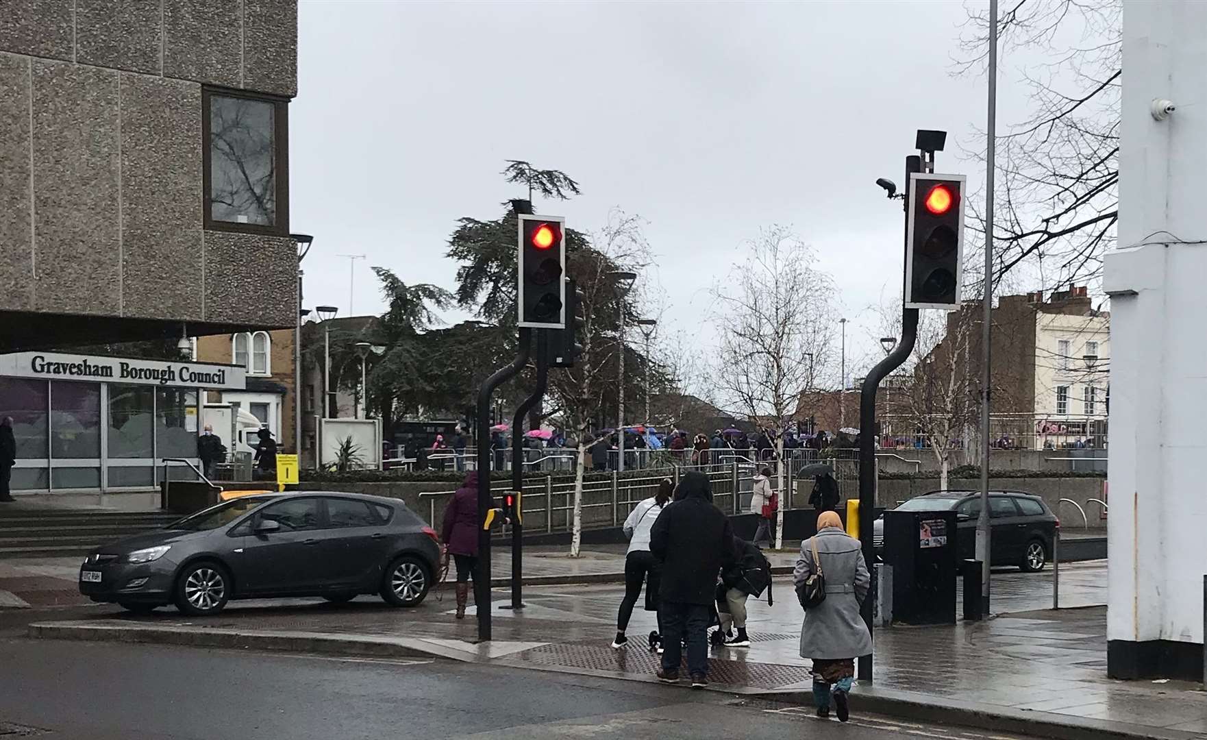 Vulnerable patients were among those waiting hours outside the vaccine hub in Gravesend