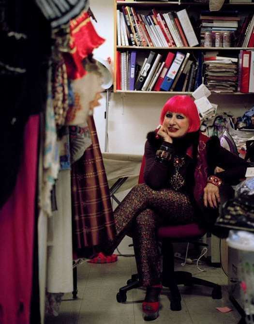 Iconic fashion designer Zandra Rhodes in her studio