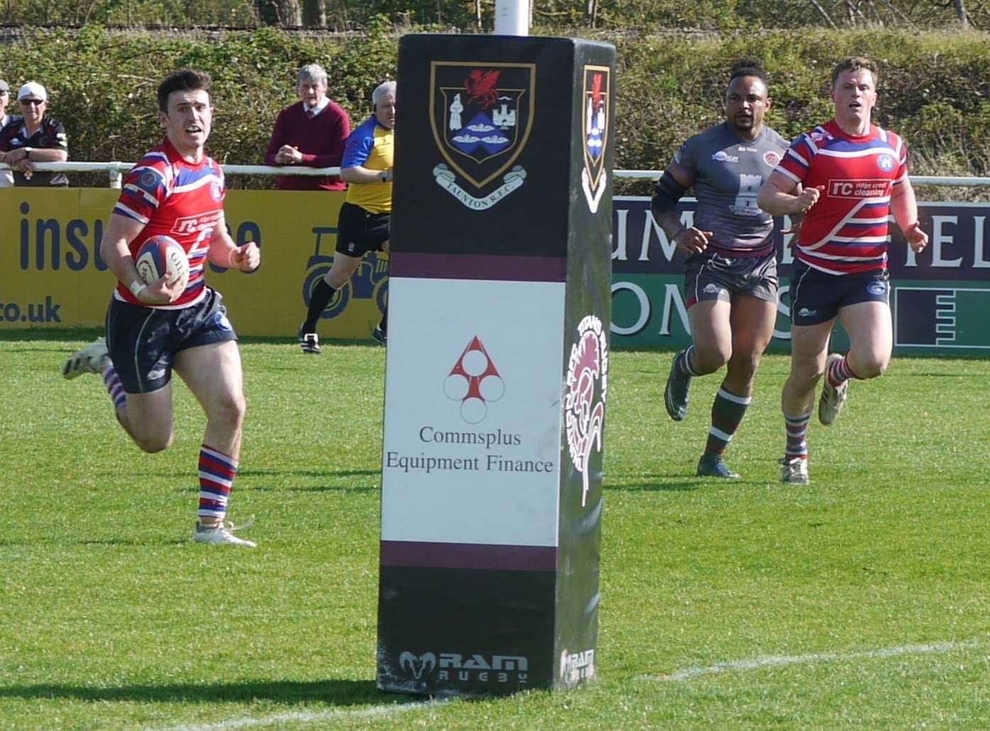 Kyle McGhie has a try in sight for Tonbridge Juddians against Taunton. Picture: Adam Hookway