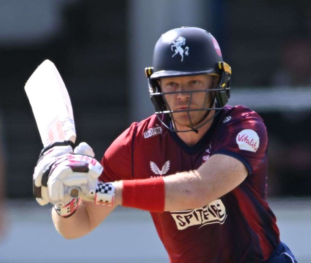 Skipper Sam Billings - top scored with 36 in Kent Spitfires’ 125 all out as they were thrashed by nine wickets against Gloucestershire on Sunday. Picture: Barry Goodwin